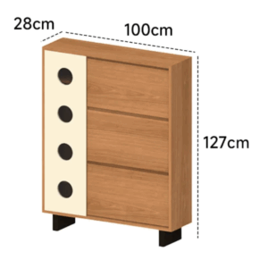 Woody Prime Cherry レトロフラップ式シューズラック