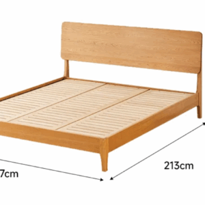 チェリー材 可調式ヘッドボード付きベッド