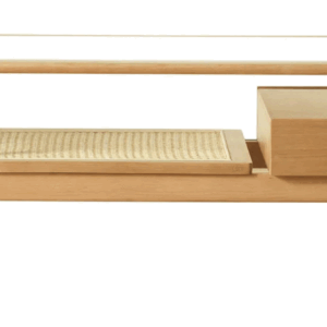 ホワイトWoody Prime Oak モールガラスラタンセンターテーブル